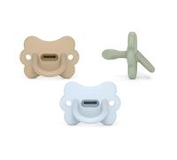 Suavinex, Lot 3 Sucettes Tout Silicone, Bébés 0-6 Mois, Nouveau-nés, Tétine Physiologique Sx Pro, Souple, Flexible, Idéal Dormir, Respecte Développement Bucco-dentaire, Butterfly, Bleu, Vert, Beige