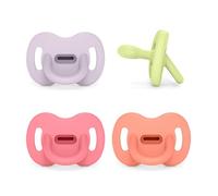 Suavinex, Lot 4 Sucettes Tout Silicone pour Bébés 6/18 Mois, avec Tétine Symétrique SX Pro, Réversible, Super Douce et Souple, Idéal pour Dormir, Respecte Développement Bucco-dentaire. Rose, Vert