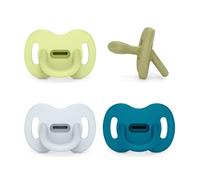 Suavinex, Lot 4 Sucettes Tout Silicone pour Bébés 6/18 Mois, avec Tétine Symétrique SX Pro, Réversible, Super Douce et Souple, Idéal pour Dormir, Respecte Développement Bucco-dentaire. Bleu, Vert