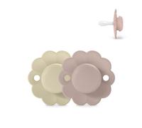 Suavinex, Lot de 2 Sucettes Bébé 0/6 Mois, Sucette Ronde avec Tétine Symétrique SX Pro en Silicone, Réversible, Plate, Flexible, Respecte le Développement Buccodentaire, Nouveau-né, Wonder Gray/Mauve