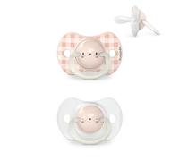Suavinex, Lot de 2 Sucettes pour Nouveau-nés et Bébés 0/6 Mois, Sucettes Phosphorescentes, Idéal Nuit, avec Tétine Symétrique SX Pro en Silicone, Réversible, Douce et Souple, Night and Day, Rose