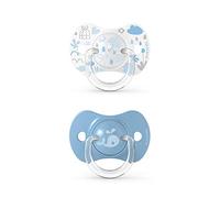 Suavinex, Lot de 2 Sucettes Symétriques Sx Pro, en Silicone. Douce et Flexible. Memories Bleu, +18 Mois