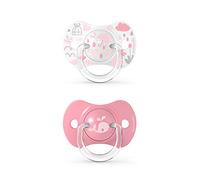 Suavinex, Lot de 2 Sucettes Symétriques Sx Pro, en Silicone. Douce et Flexible. Memories Rose, +18 Mois