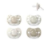 Suavinex, Lot de 4 Sucettes Bébés 6/18 Mois, avec Tétine Symétrique en Silicone SX Pro, Plate et Flexible, Respecte le Développement Bucco-Dentaire, Birdies et Wild&Free, Beige