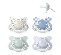 Suavinex, Lot de 4 Sucettes Bébés Nouveau-Nés, Taille Spéciale Mini -2/2 Mois, Tétine Symétrique en Silicone SX Pro, Flexible, Respecte le Développement Bucco-Dentaire, Birdies, Wild&Free, Bleu