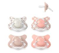 Suavinex, Lot de 4 Sucettes Bébés Nouveau-Nés, Taille Spéciale Mini -2/2 Mois, Tétine Symétrique en Silicone SX Pro, Flexible, Respecte le Développement Bucco-Dentaire, Birdies, Wild&Free, Rose