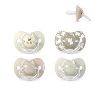 Suavinex, Lot de 4 Sucettes pour Bébés +18 Mois, avec Tétine Symétrique en Silicone SX Pro, Plate et Flexible, Respecte le Développement Bucco-Dentaire, Birdies et Wild&Free, Beige