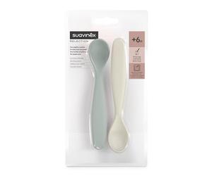 Suavinex, Pack 2 Cuillères pour Bébés. Convient aux Gencives Sensibles. Pour Bouilles et Petits Pots. Aptes pour le Lave - Vaisselle. Pour Bébés +4 Mois, Vert
