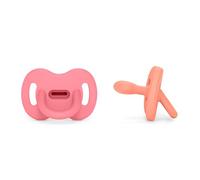 Suavinex, Pack 2 Sucettes Tout Silicone, Bébé 6/18 Mois, Tétine Symétrique SX Pro, Réversible, Douce et Souple, Idéal Dormir, Respecte le Développement Buccodentaire, Colour Essence, Rose