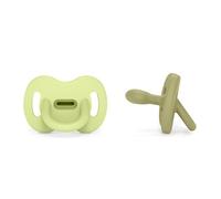 Suavinex, Pack 2 Sucettes Tout Silicone, Bébé 6/18 Mois, Tétine Symétrique SX Pro, Réversible, Douce et Souple, Idéal Dormir, Respecte le Développement Buccodentaire, Colour Essence, Vert