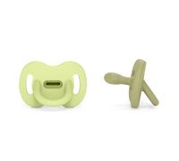 Suavinex, Pack 2 Sucettes Tout Silicone Nouveau-nés, Bébé 0/6 Mois et Naissance, avec Tétine Symétrique SX Pro, Réversible, Super Douce et Souple, Idéal pour Dormir, Colour Essence, Vert