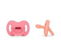Suavinex, Pack 2 Sucettes Tout Silicone Nouveau-nés, Bébé 0/6 Mois et Naissance, avec Tétine Symétrique SX Pro, Réversible, Super Douce et Souple, Idéal pour Dormir, Colour Essence, Rose