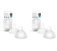 Suavinex, Pack 2 Tétines Symétrique SX Pro en Silicone, Tétine Débit Dense (L), +6 Mois, Tétine avec Valve Anti-Colique, Respecte le Développement Buccodentaire, Transparent (Lot de 2)