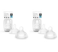 Suavinex, Pack 2 Tétines Symétrique SX Pro en Silicone, Tétine Débit Lent (S), +0 Mois, pour Nouveau-Nés, Tétine avec Valve Anti-Colique, Respecte le Développement Buccodentaire, Transparent