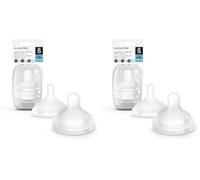 Suavinex, Pack 2 Tétines Symétrique SX Pro en Silicone, Tétine Débit Moyen (M), +3 Mois, Tétine avec Valve Anti-Colique, Respecte le Développement Buccodentaire, Transparent (Lot de 2)