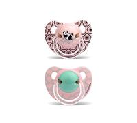 Suavinex - Pack de 2 Sucettes + 18 mois Tétine anatomique en silicone 0% Bisphenol, couleur rose motif panda