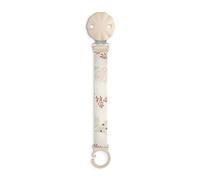 Suavinex, Porte-tétine en tissu pour bébé, doux et flexible, ruban avec décoration sur deux côtés, clip pour tétine avec pince. Pour bébé +0 mois, convient aux nouveau-nés, Poetry Beige
