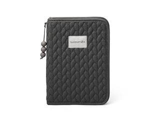 Suavinex, Protège Carnet de Santé Bébé, Pochette Documents, Étui pour Ranger et Organiser, Carnet Maternité, Fermeture Éclair, Résistant à l'Eau, Cadeau Nouveau-né, Poches Intérieures, Coton, Gris