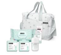 Suavinex, Sac à cosmétiques avec Gel-Shampooing 500 ml, Pommade de change 75 ml, Baby Cologne 100 ml et Paquet de 72 Lingettes Dermohydratantes. Bleu