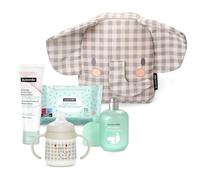 Suavinex, Sac à dos de crèche pour bébés, panier - Cadeau pour bébé avec : Baby Cologne Memories 100 ml + crème couche 50 ml + Pack 25 lingettes dermohidratantes + tasse d'apprentissage, éléphant gris
