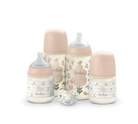 Suavinex Coffret naissance biberons – 2×270 ml + 2×150 ml – sucette 0–6 mois – Birdies Rose