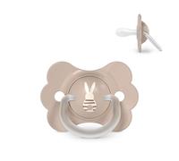 Suavinex, Sucette Bébé 0/6 Mois et Nouveau-nés, Tétine Symétrique SX Pro en Silicone, Réversible, Plate et Flexible, Respecte le Développement Buccodentaire, avec Anneau, Wonderland Beige