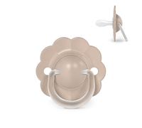 Suavinex, Sucette Bébé 0/6 Mois et Nouveau-nés, Tétine Symétrique SX Pro en Silicone, Réversible, Plate et Flexible, Respecte le Développement Buccodentaire, Forme Ronde avec Anneau, Wonder Beige Uni