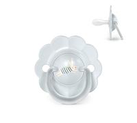 Suavinex, Sucette Bébé 0/6 Mois et Nouveau-nés, Tétine Symétrique SX Pro en Silicone, Réversible, Plate et Flexible, Respecte le Développement Buccodentaire, Forme Ronde avec Anneau, Wonder Bleu
