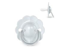 Suavinex, Sucette Bébé 0/6 Mois et Nouveau-nés, Tétine Symétrique SX Pro en Silicone, Réversible, Plate et Flexible, Respecte le Développement Buccodentaire, Forme Ronde avec Anneau, Wonder Bleu Uni