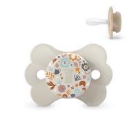 Suavinex, Sucette Bébé 6/18 Mois, Sucette avec Tétine Symétrique SX Pro en Silicone, Tétine Réversible, Plate et Flexible, Respecte le Développement Buccodentaire, Wonderland Beige
