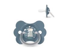 Suavinex, Sucette Bébé 6/18 Mois, Tétine Symétrique SX Pro en Silicone, Réversible, Plate et Flexible, Respecte le Développement Buccodentaire, avec Anneau, Évite les Irritations, Wonderland Bleu