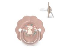 Suavinex, Sucette Bébé 6/18 Mois, Tétine Symétrique SX Pro en Silicone, Réversible, Plate et Flexible, Respecte le Développement Buccodentaire, Forme Ronde avec Anneau, Évite Irritations, Wonder Rose