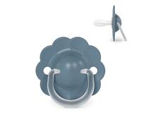 Suavinex, Sucette Bébé 6/18 Mois, Tétine Symétrique SX Pro en Silicone, Réversible, Plate et Flexible, Respecte le Développement Buccodentaire, Forme Ronde avec Anneau, Wonder Bleu Uni