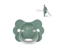 Suavinex, Sucette Bébé 6/18 Mois, Tétine Symétrique SX Pro en Silicone, Réversible, Plate et Flexible, Respecte le Développement Buccodentaire, avec Anneau, Évite les Irritations, Wonderland Vert Uni