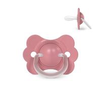 Suavinex, Sucette Bébé 6/18 Mois, Tétine Symétrique SX Pro en Silicone, Réversible, Plate et Flexible, Respecte le Développement Buccodentaire, avec Anneau, Évite les Irritations, Wonderland Rose Uni