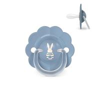 Suavinex, Sucette Bébé 6/18 Mois, Tétine Symétrique SX Pro en Silicone, Réversible, Plate et Flexible, Respecte le Développement Buccodentaire, Forme Ronde avec Anneau, Évite Irritations, Wonder Bleu