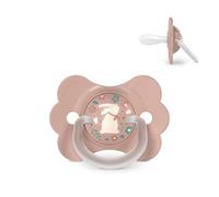 Suavinex, Sucette Bébé 6/18 Mois, Tétine Symétrique SX Pro en Silicone, Réversible, Plate et Flexible, Respecte le Développement Buccodentaire, avec Anneau, Évite les Irritations, Wonderland Rose
