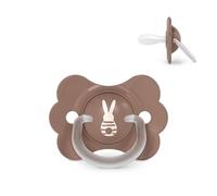 Suavinex, Sucette Bébé 6/18 Mois, Tétine Symétrique SX Pro en Silicone, Réversible, Plate et Flexible, Respecte le Développement Buccodentaire, avec Anneau, Évite les Irritations, Wonderland Marron