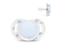 Suavinex, Sucette pour Bébés 0/6 Mois, Nouveau-nés et Naissance, avec Tétine Symétrique SX Pro en Silicone, Plate et Flexible, Réversible, Respecte le Développement Buccodentaire, Poetry Bleu