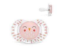 Suavinex, Sucette pour Bebés +18 Mois. Tétine Symétrique SX Pro en Silicone. Tétine plus Plate et Flexible, Réversible. Bonhomia, Rose