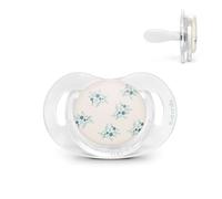 Suavinex, Sucette pour Bébés 6/18 Mois, Tétine Symétrique SX Pro en Silicone, Plate et Flexible, Réversible, Respecte le Développement Buccodentaire, Collerette Transparente, Poetry Bleu