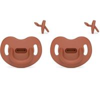 Suavinex, Sucette Tout Silicone, Bébés 6/18 Mois, avec Tétine Anatomique SX Pro, Ultra-Souple et Flexible, Idéale pour Dormir, Respecte le Développement Buccodentaire, Colour Essence, Terre (Lot de 2)