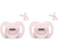 Suavinex, Sucette Tout Silicone, pour Bébé 6/18 Mois, avec Tétine Symétrique SX Pro, Réversible, Super Douce et Souple, Idéal pour Dormir, Respecte le Développement Buccodentaire, Rosewater (Lot de 2)
