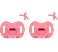 Suavinex, Sucette Tout Silicone, pour Bébé 6/18 Mois, avec Tétine Symétrique SX Pro, Réversible, Super Douce et Souple, Idéal pour Dormir, Respecte le Développement Buccodentaire, Fuchsia (Lot de 2)