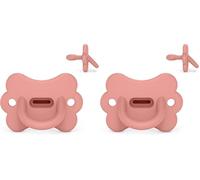 Suavinex, Sucette Tout Silicone, pour Bébé 6/18 Mois, avec Tétine Symétrique SX Pro, Réversible, Super Douce et Souple, Idéal Dormir, Respecte le Développement Buccodentaire, Butterfly, Peach Pink