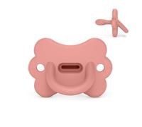 Suavinex, Sucette Tout Silicone, pour Bébé 6/18 Mois, avec Tétine Symétrique SX Pro, Réversible, Super Douce et Souple, Idéal Dormir, Respecte le Développement Buccodentaire, Butterfly, Peach Pink