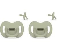 Suavinex, Sucette Tout Silicone, pour Bébé 6/18 Mois, Sucette avec Tétine Symétrique SX Pro, Réversible, Super Douce et Souple, Idéal pour Dormir. Colour Essence, Vert (Lot de 2)