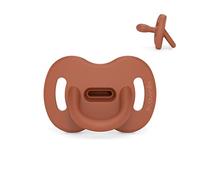 Suavinex, Sucette Tout Silicone, Sucette pour Nouveau-nés, pour Bébé 0/6 Mois, Sucette avec Tétine Symétrique SX Pro, Réversible, Super Douce et Souple, Idéal pour Dormir. Colour Essence, Orange