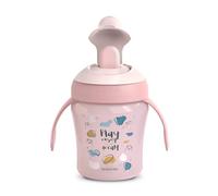 Suavinex, Tasse Apprentissage avec Bec Rigide Anti-Râpage, Tasse Bébé Anti - Fuite, Gobelet Enfant avec Couvercle Rabattable et Poignées, Passe au Lave-Vaisselle. +6 Mois, 200 ml. Bears, Rose