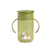 Suavinex, Tasse Apprentissage avec Disque Anti-Goutte, Gobelet Bébé, Magic Cup, Rebord Antifuite 360°, avec Poignées, avec Couvercle Hygiénique, Verre Enfant +12 Mois, 340 ml, Bears Vert